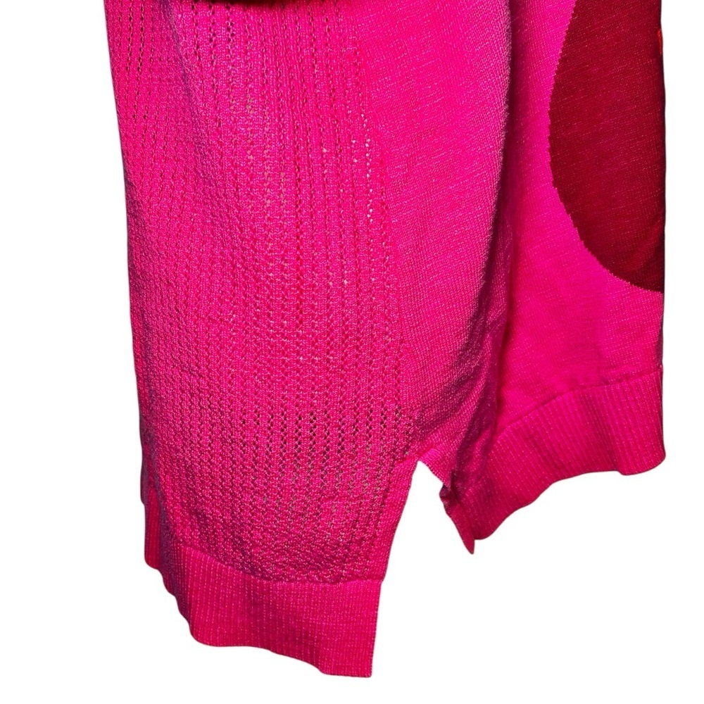 Soft Surroundings Hot Pink Floral Retro Maximalist Knit Sweater Short Sleeve Top - Picture 6 of 13